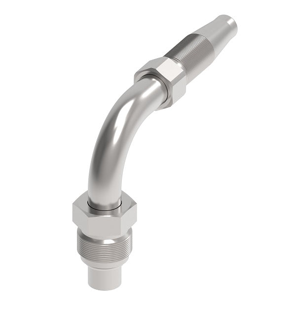 FC6474-1010S Aeroquip by Danfoss | Reusable Hose Fitting Nipple | 90° Elbow | -10 Male Tube-O x -10 Reusable Hose End | Carbon Steel
