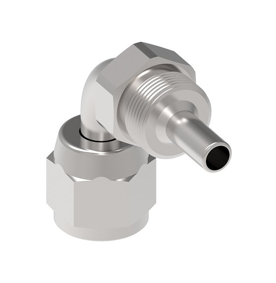 FC8171-0606S Aeroquip by Danfoss | Crimp Nipple Fitting | 90° Elbow | -06 Female 37 JIC x -06 Hose Barb | Carbon Steel