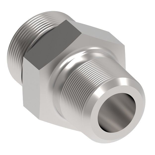 FF1796-0808S Aeroquip by Danfoss | ORB/NPTF External Pipe Adapter | 1/2" Male O-Ring Boss x 1/2" Male NPTF | Carbon Steel
