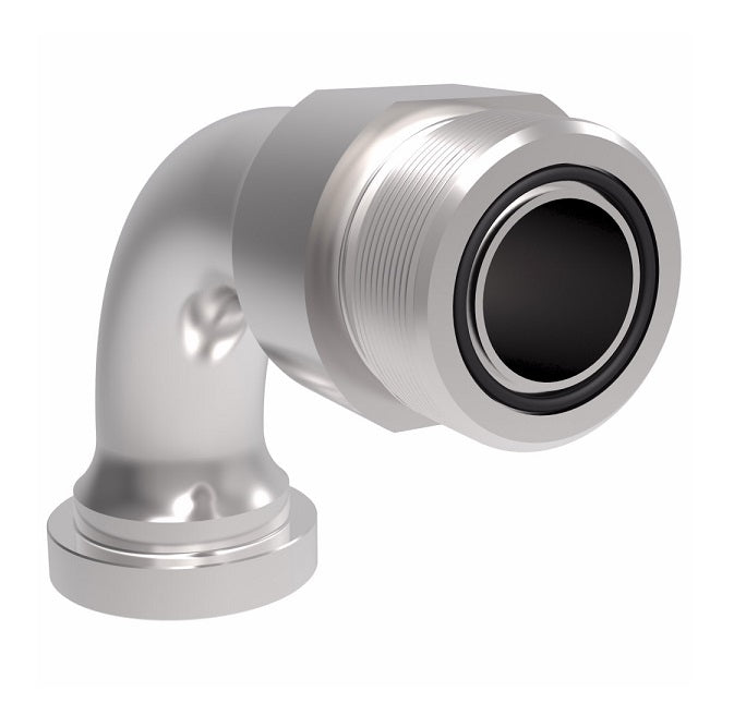 FF5945T2424S Aeroquip by Danfoss | ORS/Code 62 Split Flange 90° Elbow Adapter | -24 Male SAE O-Ring Face Seal x -24 Code 62 Split Flange | Steel