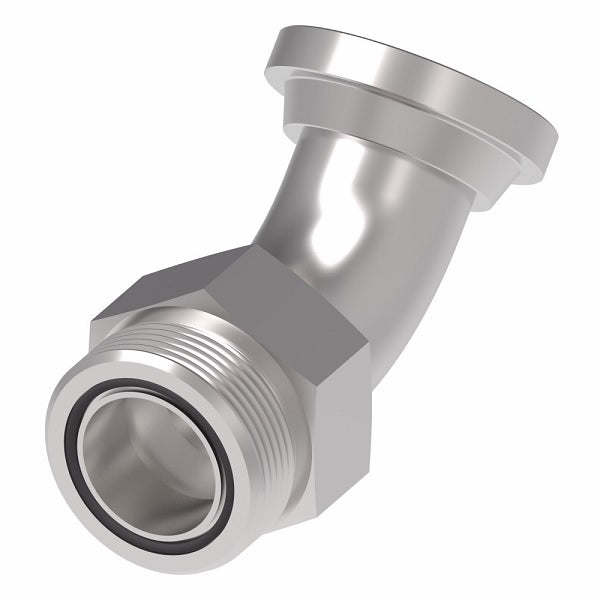 FF6002T1616S Aeroquip by Danfoss | ORS/Code 62 Split Flange 45° Elbow Adapter | -16 Male SAE O-Ring Face Seal x -16 Code 62 Split Flange | Steel