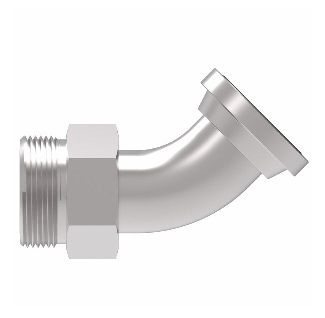 FF6002T1616S Aeroquip by Danfoss | ORS/Code 62 Split Flange 45° Elbow Adapter | -16 Male SAE O-Ring Face Seal x -16 Code 62 Split Flange | Steel