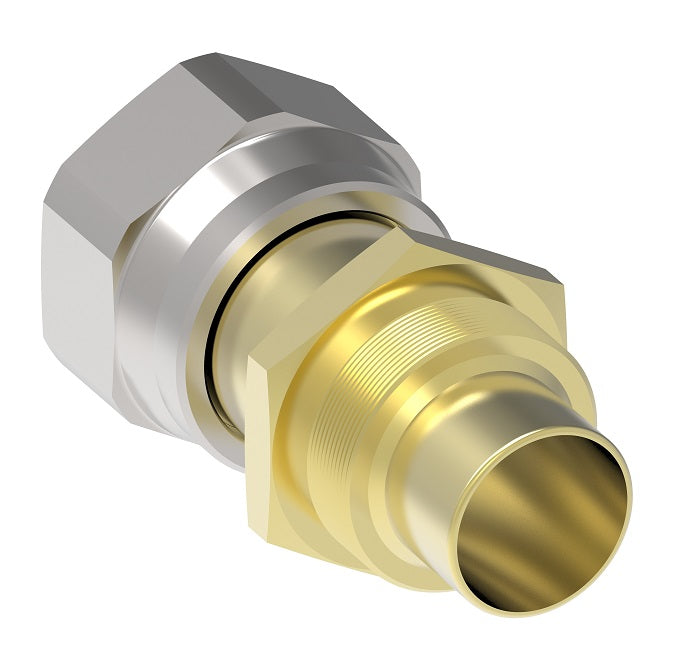 FJ8088-2020-63 Aeroquip by Danfoss | Reusable PTFE Hose Fitting Nipple | -20 Female 37° JIC x -20 Reusable Hose End | Brass/Steel