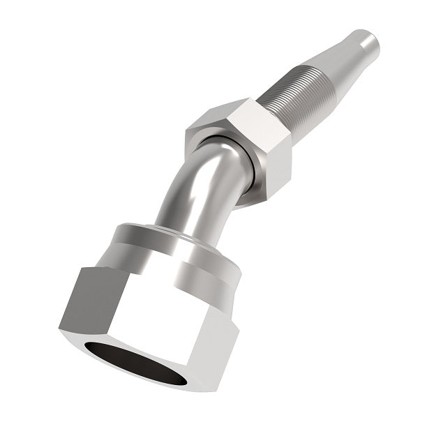 FJ8707-1616S Aeroquip by Danfoss | Reusable Engine Fitting Nipple | 45° Elbow | -16 Female O-Ring Face Seal x -16 Reusable Hose End | Carbon Steel