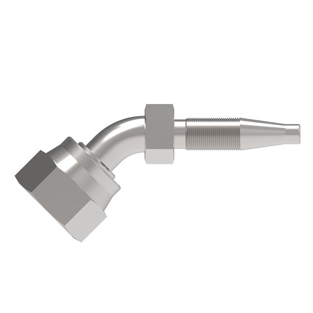 FJ8707-1010S Aeroquip by Danfoss | Reusable Engine Fitting Nipple | 45° Elbow | -10 Female O-Ring Face Seal x -10 Reusable Hose End | Carbon Steel