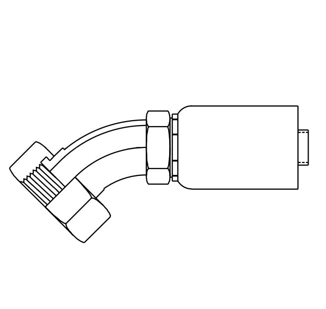 FJ9481-1212S Synflex by Danfoss | Polyon Swage Hose Fitting | 45° Elbow | -12 Female O-Ring Face Seal Swivel x -12 Hose Barb | Carbon Steel