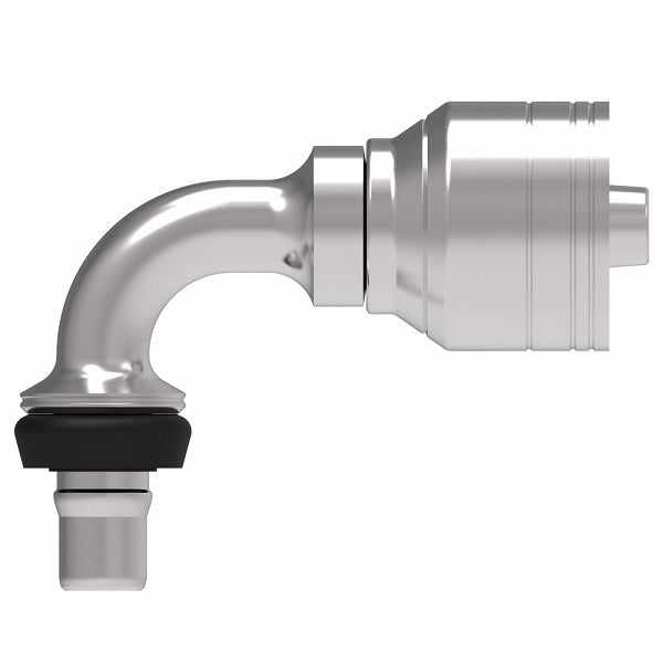 1A4MCB4 Aeroquip by Danfoss | Male STC (Snap to Connect) Hose End (MCB) 90° Elbow | TTC Crimp Fitting | -04 Male STC x -04 Hose Barb | Steel