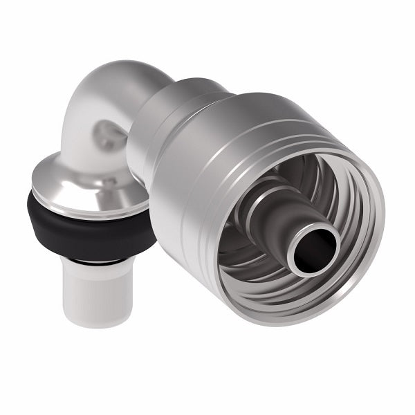 1A6MCB4 Aeroquip by Danfoss | Male STC (Snap to Connect) Hose End (MCB) 90° Elbow | TTC Crimp Fitting | -06 Male STC x -04 Hose Barb | Steel