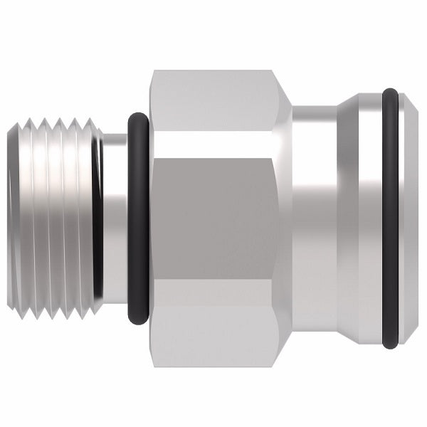 FF3042-0506S Aeroquip by Danfoss | Male SAE ORB to Female STC (Snap to Connect) Adapter (FF) | -05 Male SAE O-Ring Boss x -06 Female STC | Steel
