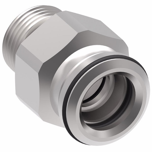 FF3042-0606S Aeroquip by Danfoss | Male SAE ORB to Female STC (Snap to Connect) Adapter (FF) | -06 Male SAE O-Ring Boss x -06 Female STC | Steel