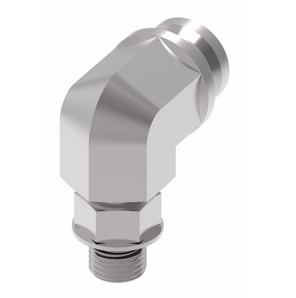 FF3067-1606S Aeroquip by Danfoss | Male ISO 6149 ORB (S-Series) to Female STC (Snap to Connect) 90° Elbow Adapter (FF) | M16 Male Metric O-Ring Boss x -06 Female STC | Steel