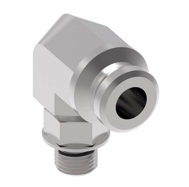 FF3067-2712S Aeroquip by Danfoss | Male ISO 6149 ORB (S-Series) to Female STC (Snap to Connect) 90° Elbow Adapter (FF) | M27 Male Metric O-Ring Boss x -12 Female STC | Steel