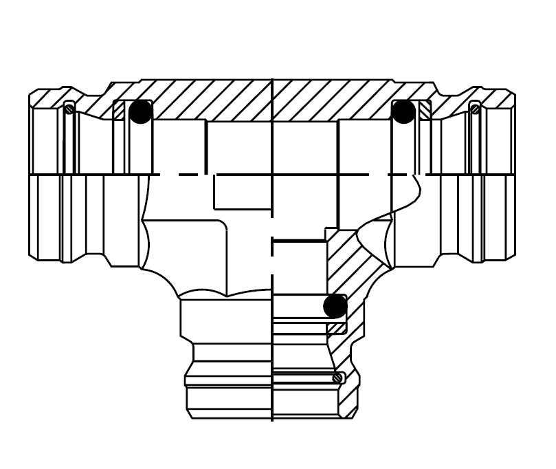 FF3178-0808S Aeroquip by Danfoss | Female STC (Snap to Connect) Tee Adapter (FF) | -08 Female STC x -08 Female STC x -08 Female STC| Steel
