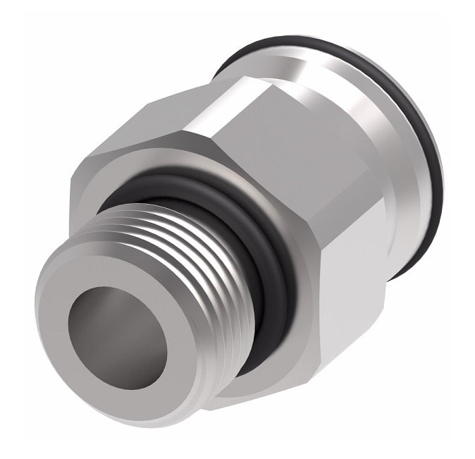 FF3218-0406S Aeroquip by Danfoss | Male BSPP to Female STC (Snap to Connect) Adapter (FF) | -04 Male BSPP x -06 Female STC | Steel
