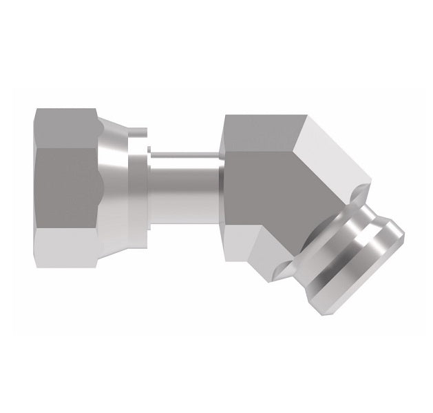 FF3362-0606S Aeroquip by Danfoss | Female ORS to Female STC (Snap to Connect) 45° Elbow Adapter (FF) | -06 Female O-Ring Face Seal x -06 Female STC | Steel