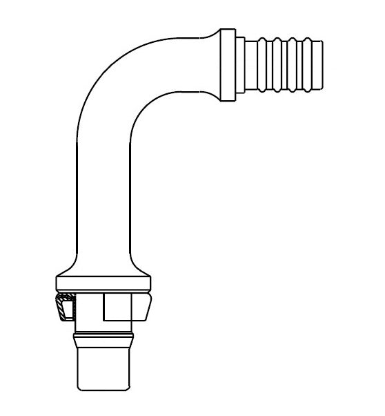 FJ2004-0808S Aeroquip by Danfoss | Nipple Assembly Male STC (Snap to Connect) Hose End (FJ) Long Drop 90° Elbow | for FC699 Hose | -08 Male STC x -08 Hose Barb | Steel
