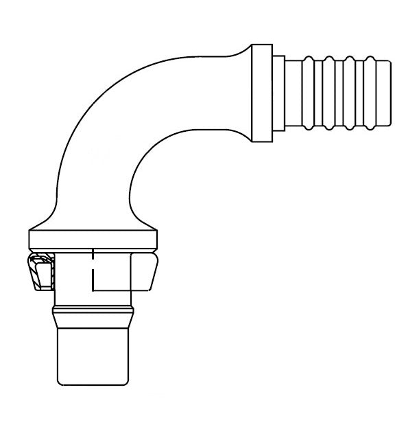 FJ4824-0606S Aeroquip by Danfoss | Nipple Assembly Male STC (Snap to Connect) Hose End (FJ) 90° Elbow | for FC699 Hose | -06 Male STC x -06 Hose Barb | Steel