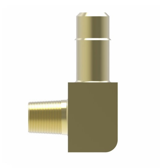 1069X6 by Danfoss | Mini-Barb Fitting | Male Connector 90° Elbow (Short Thread) | for 3/8" Tubing OD | 1/4" Male Pipe | Brass