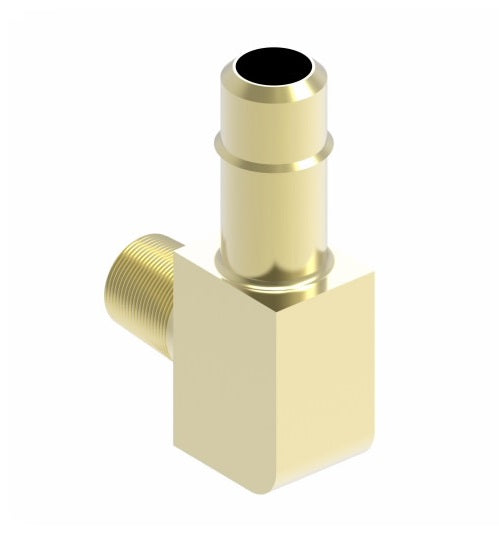 1069X6 by Danfoss | Mini-Barb Fitting | Male Connector 90° Elbow (Short Thread) | for 3/8" Tubing OD | 1/4" Male Pipe | Brass