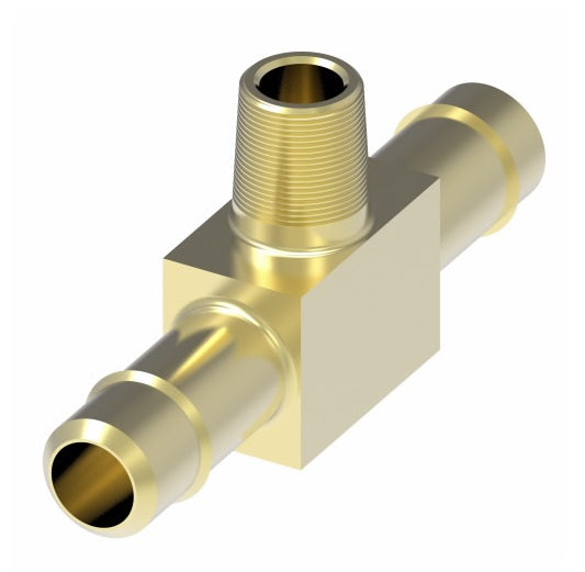 1072X6X2 by Danfoss | Mini-Barb Fitting | Male Branch Tee | for 3/8" Tubing OD x 3/8" Tubing OD | 1/8" Male Pipe | Brass