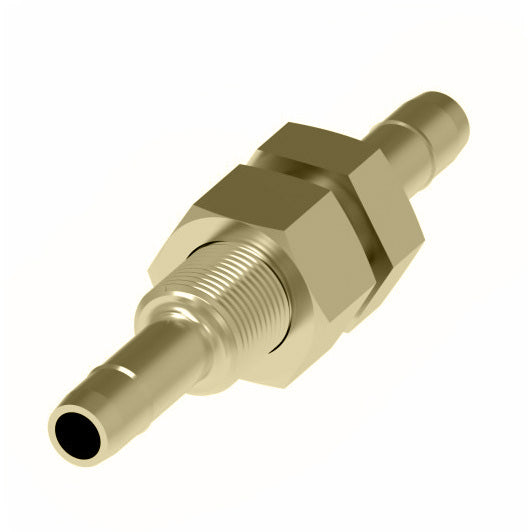 1074X4 by Danfoss | Mini-Barb Fitting | Bulkhead Union | for 1/4" Tubing OD x 1/4" Tubing OD | Brass