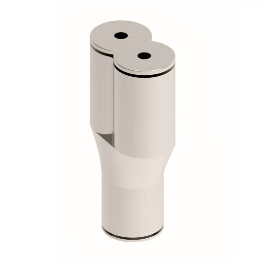 1107X6M by Danfoss | Metric Push to Connect Adapter | Union Y | 6mm Tube OD x 6mm Tube OD x 6mm Tube OD | Nickel Plated Brass