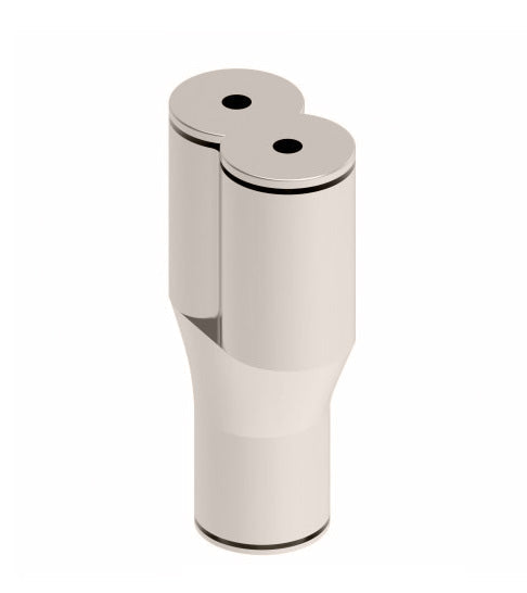 1108PX2.5S by Danfoss | Push to Connect Plus Adapter | Swivel Male "Y" | 5/32" Tube OD x 5/32" Tube OD x 1/8" Male Pipe | Nickel Plated Brass