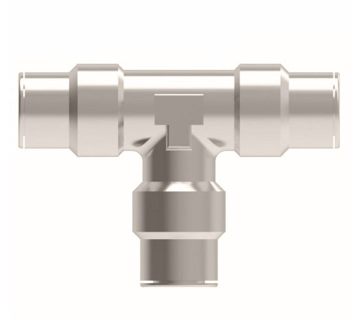 1164X4 by Danfoss | Push to Connect Adapter | Union Tee | 1/4" Tube OD x 1/4" Tube OD x 1/4" Tube OD | Nickel Plated Brass