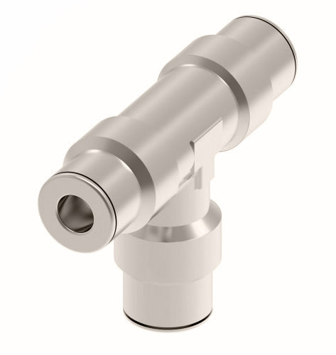 1164X6 by Danfoss | Push to Connect Adapter | Union Tee | 3/8" Tube OD x 3/8" Tube OD x 3/8" Tube OD | Nickel Plated Brass