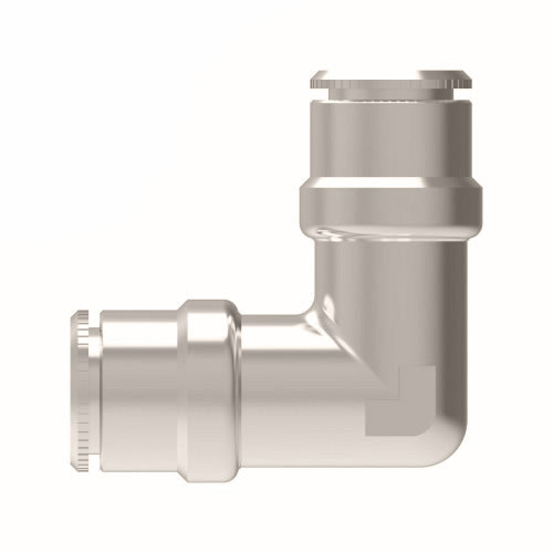 1165X6 by Danfoss | Push to Connect Adapter | Union 90° Elbow | 3/8" Tube OD x 3/8" Tube OD | Nickel Plated Brass