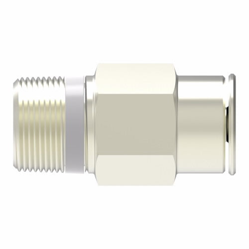 1168X8MX4PT by Danfoss | Metric Push to Connect Adapter | Male Connector (Universal BSPT/BSPP) | 8mm Tube OD x 1/4" Male BSPT | Nickel Plated Brass