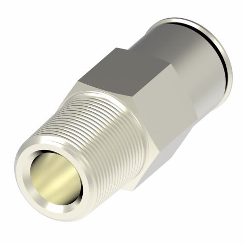 1168X5X4 by Danfoss | Push to Connect Adapter | Male Connector | 5/16" Tube OD x 1/4" Male Pipe | Nickel Plated Brass