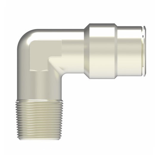 1169X4X4 by Danfoss | Push to Connect Adapter | Male 90° Elbow | 1/4" Tube OD x 1/4" Male NPTF | Nickel Plated Brass