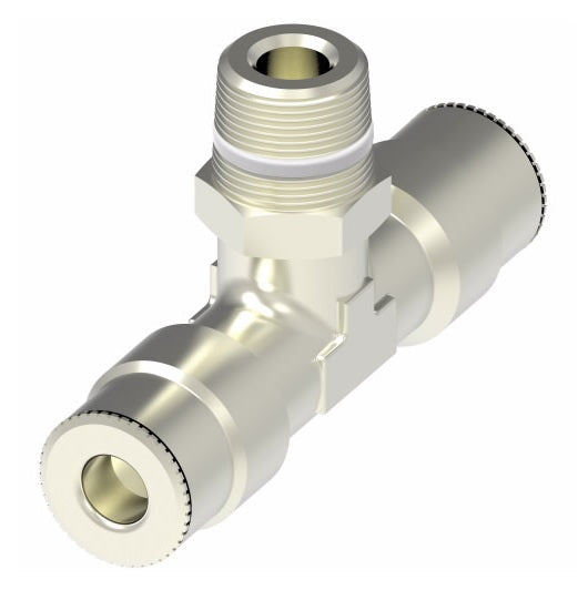 1172PX8S by Danfoss | Push to Connect Plus Adapter | Swivel Male Branch Tee | 1/2" Tube OD x 1/2" Tube OD x 3/8" Male Pipe | Nickel Plated Brass