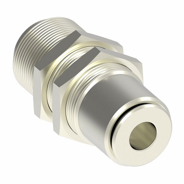 1174X8 by Danfoss | Push to Connect Adapter | Bulkhead Union | 1/2" Tube OD x 1/2" Tube OD | Nickel Plated Brass