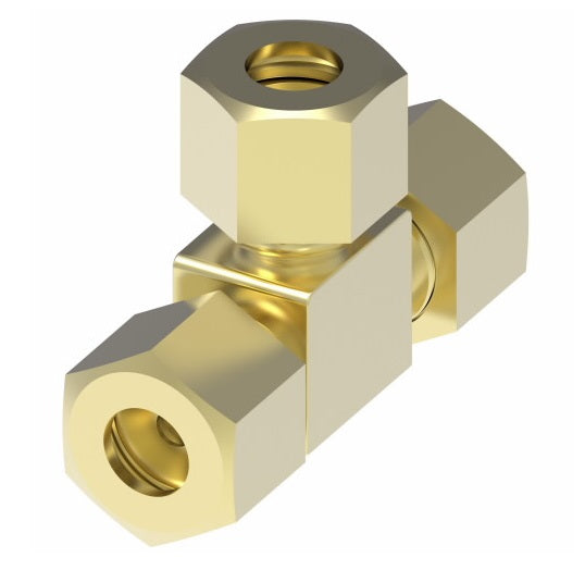 1264X4 by Danfoss | Polyline Flareless Adapter | Union Tee | 1/4" Tube OD x 1/4" Tube OD x 1/4" Tube OD | Brass