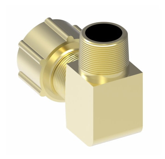 1269X4 by Danfoss | Polyline Flareless Adapter | Male 90° Elbow | 1/4" Tube OD x 1/8" Male NPTF | Brass