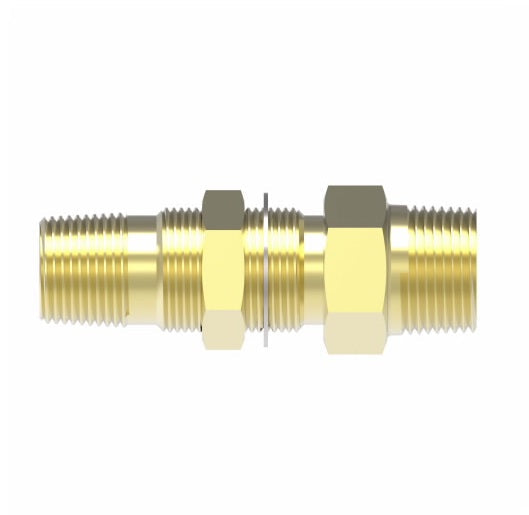 1342 by Danfoss | Air Brake Adapter for Copper Tubing | Bulkhead Coupling (2.94" Length) | 1/2" Male Pipe x 1/4" Male Pipe | Brass