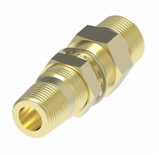 1342 by Danfoss | Air Brake Adapter for Copper Tubing | Bulkhead Coupling (2.94" Length) | 1/2" Male Pipe x 1/4" Male Pipe | Brass