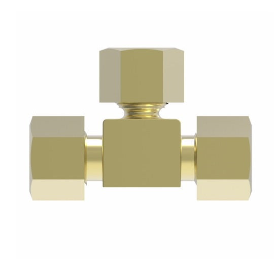 1464X8X8X6 by Danfoss | Air Brake Adapter for Nylon Tubing | Union Tee | 1/2" Tube OD x 1/2" Tube OD x 3/8" Tube OD Branch | Brass