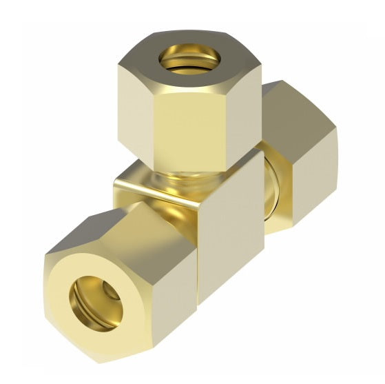 1464X8 by Danfoss | Air Brake Adapter for Nylon Tubing | Union Tee | 1/2" Tube OD x 1/2" Tube OD x 1/2" Tube OD Branch | Brass