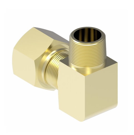 1469X6L by Danfoss | Air Brake Adapter for Nylon Tubing | Male Connector 90° Elbow (Long) | 3/8" Tube OD x 1/4" Male Pipe | Brass