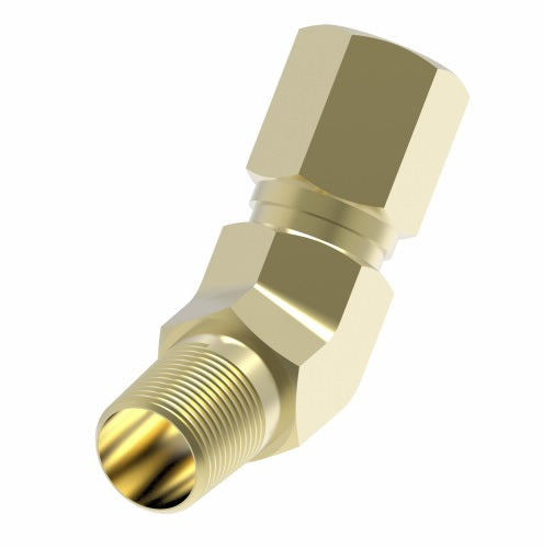 1480X8 by Danfoss | Air Brake Adapter for Nylon Tubing | Male Connector 45° Elbow | 1/2" Tube OD x 3/8" Male Pipe | Brass