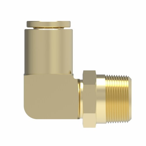 1869X4X6S by Danfoss | Quick Connect Air Brake Adapter | Male Connector 90° Elbow Swivel | 1/4" Tube OD x 3/8" Male NPTF | Brass
