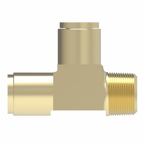 1871X6X4X4 by Danfoss | Quick Connect Air Brake Adapter | Male Run Tee | 3/8" Tube OD x 1/4" Male Pipe x 1/4" Tube OD | Brass