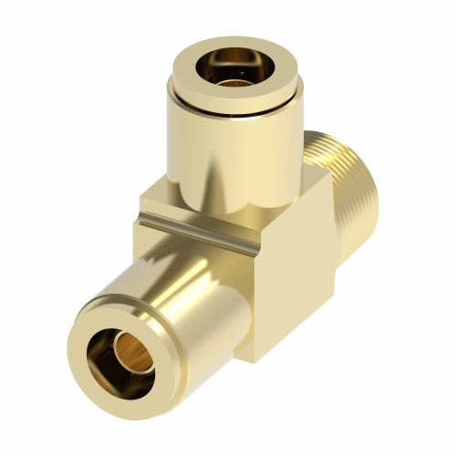 1871X4X4 by Danfoss | Quick Connect Air Brake Adapter | Male Run Tee | 1/4" Tube OD x 1/4" Male Pipe x 1/4" Tube OD | Brass