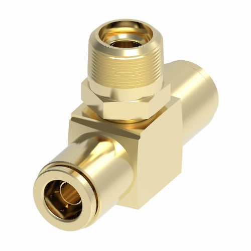 1872X6X2S by Danfoss | Quick Connect Air Brake Adapter | Swivel Male Branch Tee | 3/8" Tube OD x 3/8" Tube OD x 1/8" Male Pipe | Brass