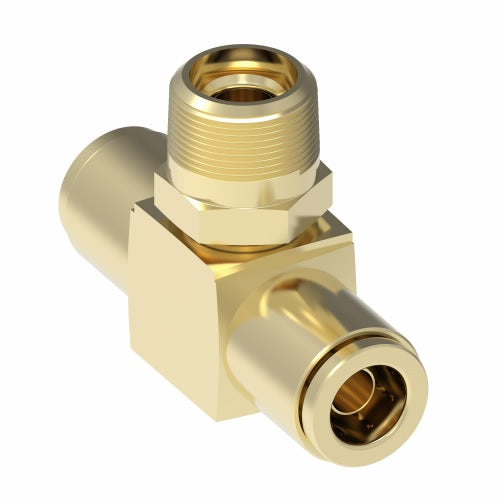 1872X4 by Danfoss | Quick Connect Air Brake Adapter | Male Branch Tee | 1/4" Tube OD x 1/4" Tube OD x 1/8" Male Pipe | Brass