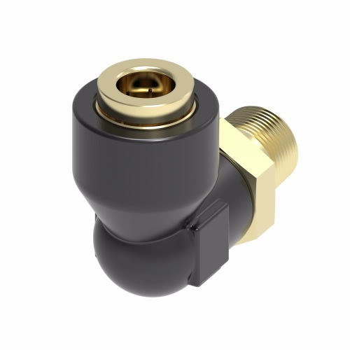 217-40008-03 by Danfoss | Quick Connect Air Brake Adapter | Q-CAB Connection to Male Pipe 90° Elbow | 1/2" Tube OD x 3/8" Male Pipe | Composite & Brass