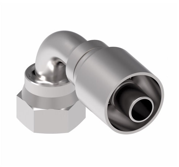32708E-A28 Weatherhead by Danfoss | 327 'E' Series | Female ORS 90° Elbow Crimp Fitting | -08 Female O-Ring Face Seal x -08 Hose Barb | Steel